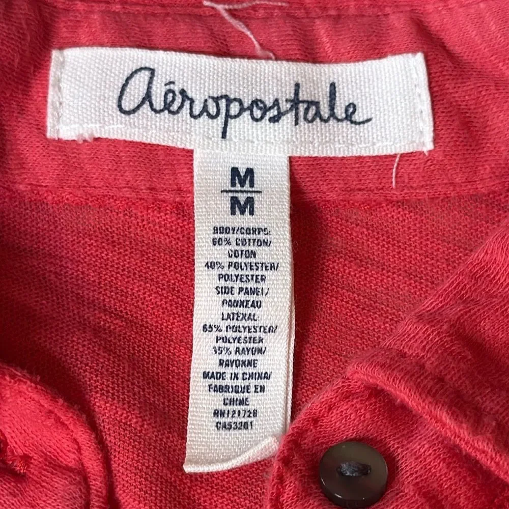 Aeropostale Coral Button-Up Long Sleeve Top